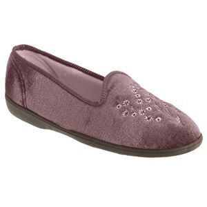 Sleepers Womens/Ladies Nieta Plain Embroidered Slippers / Heather